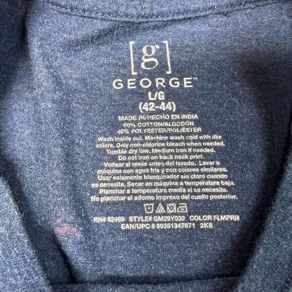 George Navy blue with pink Flamingo Print. Men's Shirt size L - Picture 3 of 6